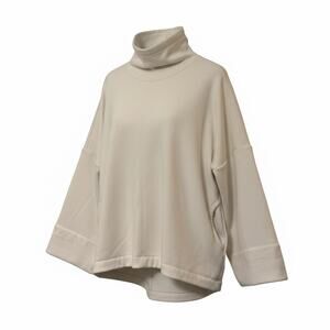 Athleta Cozy Karma Funnel Neck Sweatshirt XL Cream Oversized Pullover